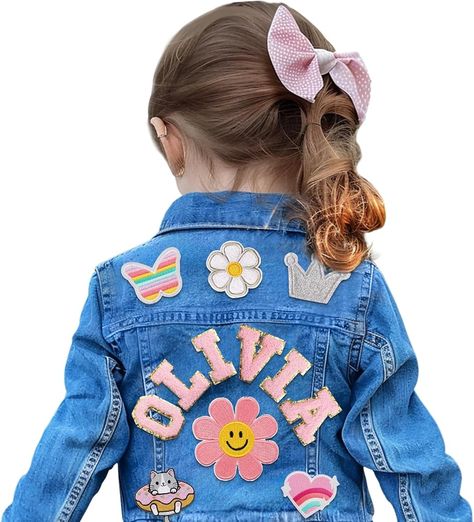 Jean Jacket Iron On Ideas, Back To School Outfits For Kids, Back To School Gifts For Kids, Gifts For Baby Shower, Baby Denim Jacket, Long Sleeve Jean Jacket, Custom Jean Jacket, Kids Denim Jacket, Altered Clothing