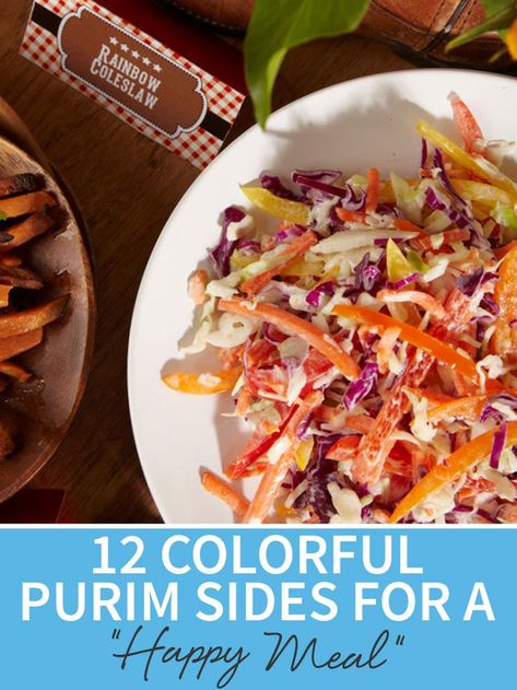 The whole family will enjoy these colorful side dishes that will add some flavor and fun to the table! Find 12 Colorful Purim Sides for a "Happy Meal" here! http://www.joyofkosher.com/2016/03/12-colorful-purim-sides-for-a-happy-meal/ Purim Meal Ideas, Purim Food Ideas, Purim Recipes Dinner, Purim Food, Purim Recipe, Purim Ideas, Purim Party, Biblical Feasts, Jewish Holiday Recipes