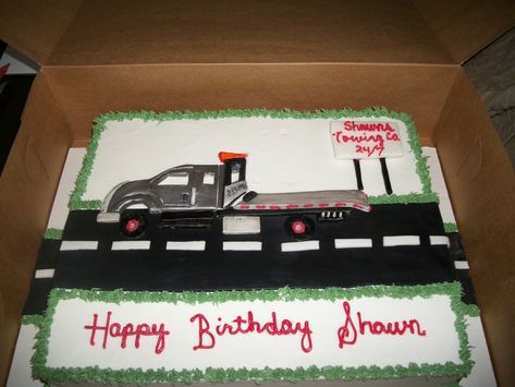 Tow Truck Birthday Cake, Tow Truck Birthday Party, Tow Truck Cake, Yellow Sheet Cake, Birthday Cake Yellow, Happy Birthday Shawn, Truck Birthday Cake, Cake Yellow, Truck Birthday Cakes