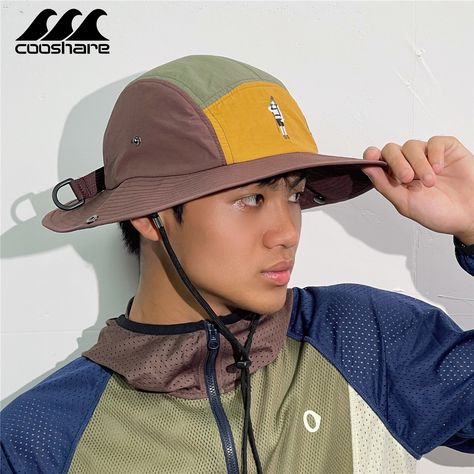 Quick-dry Fisherman Hat Men Women Cap Retro Colour Blocking Outdoor Mountain System Sun Hats Hike Bob Chapeau, Hat Men, Colour Blocking, Le Vent, Fisherman Hat, Retro Color, Caps For Women, Cowboy Hat, Plein Air