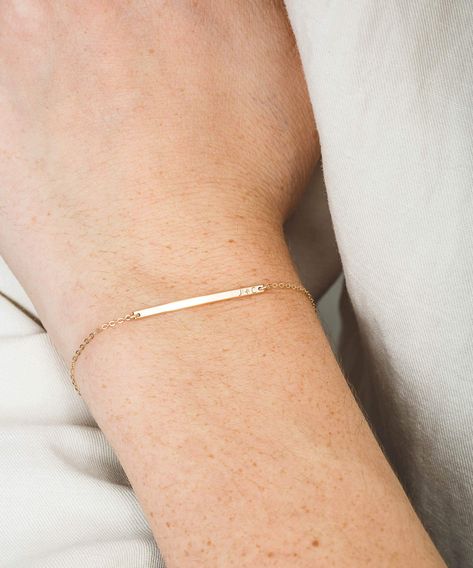 Bar Bracelet Personalized, Gold Bar Bracelet, Bracelet Initial, Geometric Bracelet, Bar Bracelet, Initial Bracelet, Bar Bracelets, Personalized Initials, Chain Link Bracelet