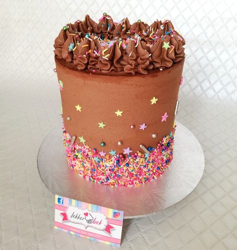 Chocolate Sprinkle Cake, Pink Cake With Sprinkles, Chocolate Heart Cakes, Cake With Sprinkles, Faux Desserts, Paris Bakery, Sprinkles Cake, 6th Birthday Cakes