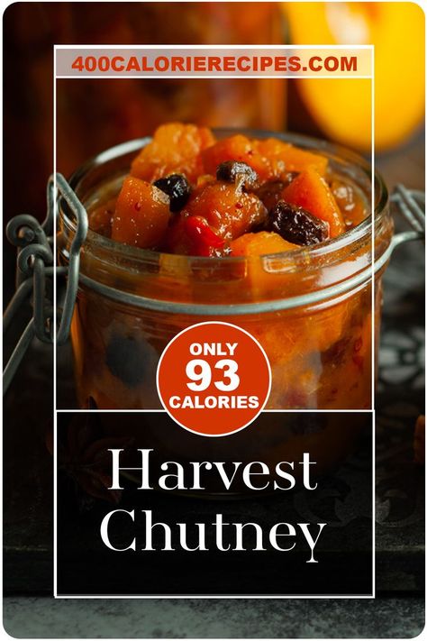 Harvest Chutney Recipe: Sweet and savoury harvest chutney is a fantastic autumn topping for delicious snacks and appetizers. Butternut squash, fresh autumn apples, and plump raisins combined with aromatic spices for a chutney with an Indian flair. Harvest chutney combines wonderful autumn produce into a saucy topping that's both sweet and savoury. Use it as an appetizer topping on breads, or as a condiment with dinner. This is vegan as long as USDA certified organic golden-brown sugar is used. Autumn Produce, Low Calorie Side Dishes, Autumn Apples, Snacks And Appetizers, 400 Calorie Meals, Healthy Low Fat Recipes, Vegan Greek, Chutney Recipe, Calorie Recipes