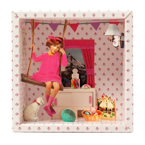 Unique Story Boxes For A Kids Room By Tiphaine Verdier Mangan | Kidsomania Story Boxes, Shadow Box Art, Kids Wall Decor, Pink Room, Room Box, Shadow Boxes, 3d Wall, Box Art, Kids Decor