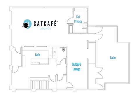 CatCafe Lounge :: Los Angeles, CA • hauspanther Cafe Layout Plan, Cafe Floor, Cafe Floor Plan, Cafe Plan, Pet Cafe, Hotel Floor Plan, Cafe Area, Cat Patio, Cat Hotel