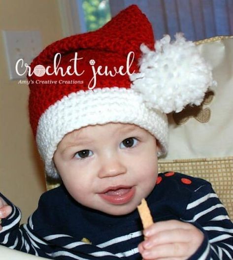 Toddler Crochet Santa Hat (Free Pattern) Crochet Santa Hat Free Pattern, Baby Santa Hat, Santa Hat Pattern, Crochet Santa Hat, Crochet Santa, Crochet Toddler, Christmas Crochet Patterns, Toddler Christmas, Crochet Hat Pattern