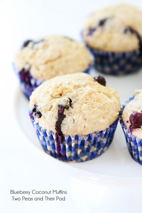 Blueberry Coconut Muffins Coconut Muffin Recipes, Baking Corner, Coconut Muffins, Muffin Tops, Healthy Muffin Recipes, Muffin Recipe, Sweet Breads, Blueberry Muffins, Healthy Muffins