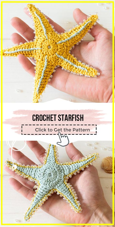 Crochet Crochet Starfish FREE Pattern - Easy Crochet amigurumi Pattern for Beginners Mini Crochet Ideas, Easy Crochet Amigurumi, Nautical Crochet, Crochet Starfish, Reef Pattern, Crochet Sea Creatures, Crochet Fish, Crochet Keychain Pattern, Mini Crochet