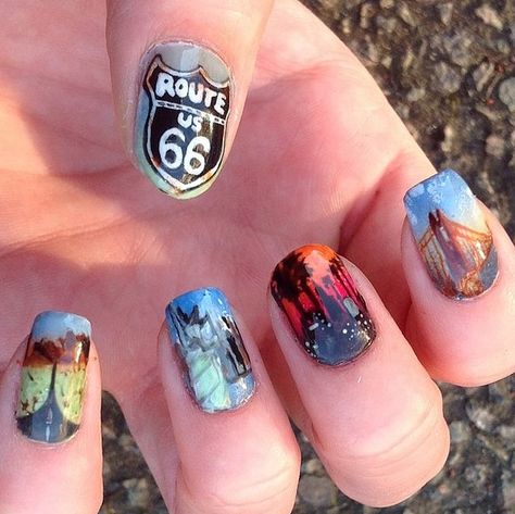 Get Your Kicks on Route 66: Source: Instagram user kolaine Road Trip Nail Designs, Vampy Lipstick, Fingernail Ideas, Sparkling Nails, Coffin Acrylic Nails, Halloween Beauty, Nail Art Instagram, Popsugar Beauty, Beauty Lounge