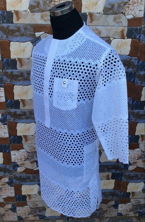 White Lace Agbada Styles Men, Lace For Men African, Men Lace African Wear, Lace Agbada Styles Men, Dry Lace Styles Nigerian, Lace Shirt Men, Lace Bubu, Vintage Outfits For Men, Male Wears