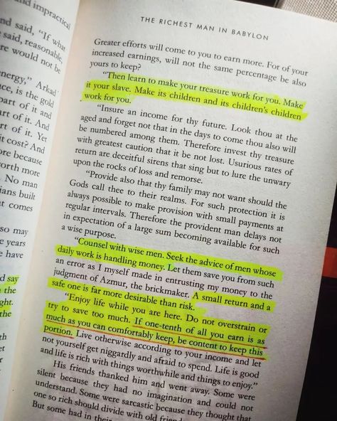 The story about arkad, the richest man in Babylon, and how he achieved wealth through wise financial principles. Arkad started as a poor scribe but was determined to learn how to accumulate wealth. He sought advice from a wealthy money lender, who taught him the key principles of saving & investing. Arkad applied these lessons and became the richest man in Babylon. 📍 Key Lessons from Arkad’s Journey: 1. Pay yourself first - Save at least 10% of your income before spending on anything else.... Richest Man In Babylon, Money Lender, Richest Man, Pay Yourself First, Rich Man, Work On Yourself, The Story, How To Apply, Key