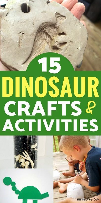 Dinosaur Crafts for Kids: It seems all kids go through a phase where they love dinosaurs. Here are 15 dinosaur crafts or activities to indulge your dino-loving preschooler for days and days! Crafts And Activities For Kids, Activities For Preschoolers, Dinosaur Activities, Dinosaur Crafts, Crafts For Boys, Crafty Kids, Toddler Fun, Preschool Fun