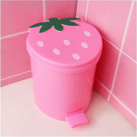 PRICES MAY VARY. 【Small and Convenient】Please note that this bedroom trash can is not a large household trash can, but a small and cute desktop trash can.The strawberry pink trash can for bedroom is approx 6.58*6.58*5.78 inches.Strawberry bathroom trash can has a small appearance and large capacity,and does not take up space 【Unique Design】Unique foot-operated design,flexible and free,the top cover will pop up automatically with one touch and open with one button. Easy to use,the cute trash can Ikea Cute Stuff, Pink Toilet Cover, Strawberry Trash Can, Preppy Trash Can, Pink Household Items, Cute Things To Buy On Amazon For Your Room, Strawberry Room Decor Aesthetic, Strawberry Bathroom Decor, Strawberry Home Decor