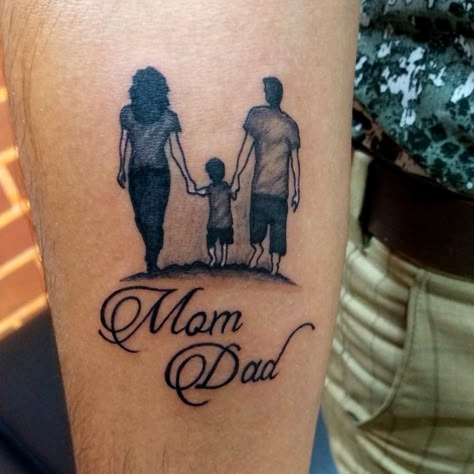 Mom & Dad Tattoos. Mum And Dad Tattoos, Mom Baby Tattoo, Tattoos About Mom, Mom Dad Tattoo, Mom Dad Tattoo Designs, Tattoos Behind Ear, Tattoos For Moms With Kids, Tattoos Nature