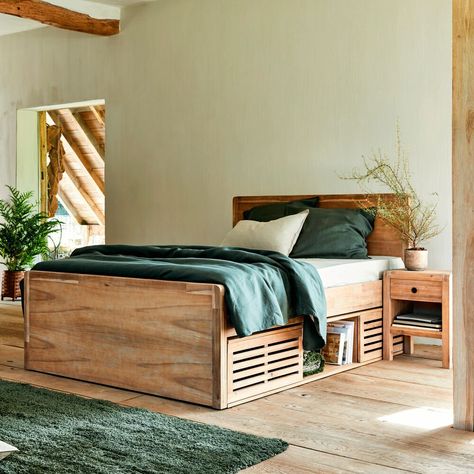 Wooden Bed Design, Room Ideas Aesthetic, Bedroom Decor Design, Bed Frame With Storage, Minimalist Room, Wood Furniture Diy, Room Makeover Bedroom, Cozy Room, Dream Bedroom