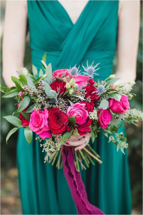 Moody Color Palette Richmond VA Wedding | Hill City Bride Virginia Blog Richmond Va Wedding, Magenta Wedding, Fuchsia Wedding, Hot Pink Weddings, Rose Fushia, Wedding Color Combos, City Bride, Hill City, Emerald Green Weddings