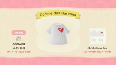 Acnh Custom Designs, Comme Des Garcons T Shirt, Candy Pillows, Motif Acnl, Animal Crossing 3ds, Animal Crossing Memes, Animal Crossing Guide, Birman Cat, Animal Crossing Qr Codes Clothes