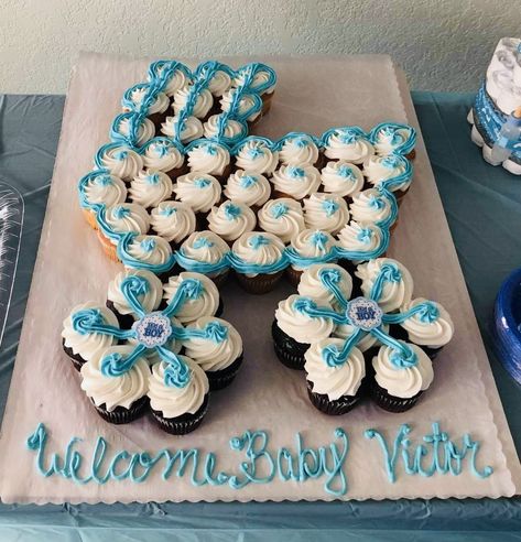 Baby Shower Cupcake Cakes Pull Apart, Cupcake Cakes Pull Apart, Baby Shower Cupcake Cake, Baby Standing, Pool Party Decorations, Shower Diy, Cupcakes Cake, Cupcake Ideas, Baby Shower Cupcakes