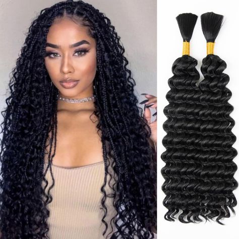 PRICES MAY VARY. Premium Quality Curly Wave Bulk for Braiding: Our Curly Wave Bulk for Braiding No Weft Hair is made from high-quality synthetic fibers, ensuring a natural look and feel. The Curly wave texture adds volume and movement to your braided hairstyles, providing a stunning and effortless style. Durable and Long Lasting: Our Curly Wave Bulk for Braiding is crafted to withstand daily wear and tear. The premium synthetic fibers are heat resistant, ensuring that your braids will maintain t Hair Extension Braids, Extension Braids, Braiding Hair Extensions, Wave Texture, Deep Wave Hairstyles, Curly Waves, Braid In Hair Extensions, Textured Waves, Braiding Hair