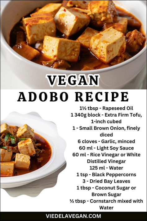 Vegan Adobo Recipe Vegan Adobo, Recipe For Family, Comfort Pasta Dishes, Adobo Recipe, Extra Firm Tofu, Animal Products, Vegan Dinner, Family Dinners, Adobo