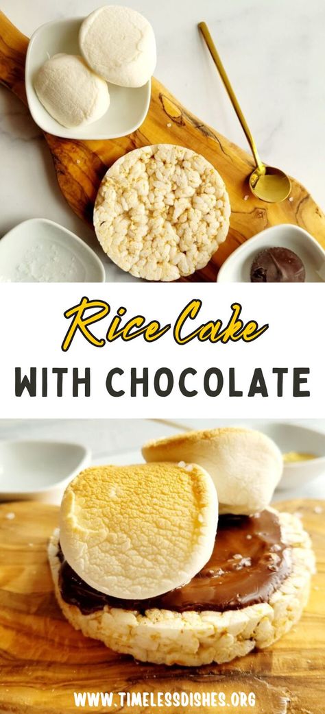 This rice cake with chocolate is a simple yet satisfying treat. A crunchy rice cake is topped with smooth, melted chocolate for the perfect sweet and salty combination. Easy to make, it’s a great snack or dessert option when you're craving something light yet indulgent. Rice Cake Dinner Ideas, Chocolate Covered Rice Cakes, Rice Cake Dessert, Chocolate Rice Cakes, Crunchy Rice, Cold Snack, Salty Sweet Snacks, Savory Breakfast Recipes, Dark Chocolate Caramel