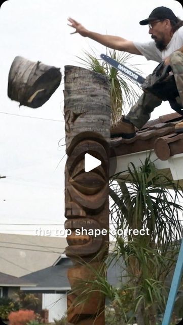 Spike on Instagram: "My buddy carved a 10 foot tall Tiki in my front yard
@crazyaltikis" Tiki Carving, Totem Tiki, My Buddy, Front Yard, Yard, Carving, On Instagram, Instagram, Art