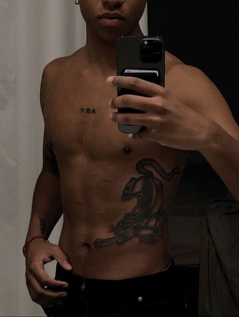 Body Tattoo Designs Men, Torso Side Tattoo, Side Torso Tattoo Men, Black Men Back Tattoos, Tattoo Stomach Men, Black Man Tattoo Ideas, Upper Body Tattoos Men, Black Men Chest Tattoos, Lower Back Tattoos Men