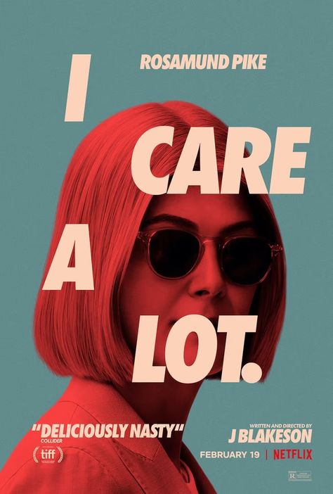 'I Care A Lot' film poster design by Empire Design I Care A Lot, Quiz Disney, Dianne Wiest, Reservoir Dogs, Eiza Gonzalez, Film Poster Design, Black Comedy, Rosamund Pike, Plakat Design