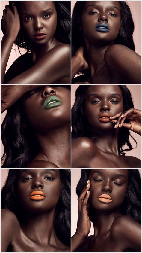 Duckie Thot for Fenty Beauty Mattemoiselle Lipstick Duckie Thot Makeup, Fenty Beauty Campaign, Lipstick Photoshoot Ideas, Headshot Posing, Lipstick Photography, Close Portrait, Salon Names, Beauty Background, Dull Hair