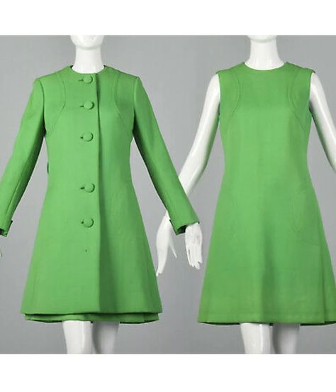 60s Green Coat and Dress Green Mod Set Retro Set 70s Coat - Etsy Australia 70s Coat, Coat And Dress, Retro Coat, 60s 70s Fashion, 60s And 70s Fashion, Fashion 1960s, Sixties Fashion, Green Dresses, Christian Dior Couture