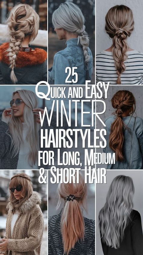 Cute Updos For School, Ponytail Hairstyles Medium Hair, Easy Winter Hairstyles, Hairstyles Medium Hair, Long Messy Hair, Vintage Hairstyles For Long Hair, Winter Hairstyle, Fall Winter Hair Color, Hair Challenge