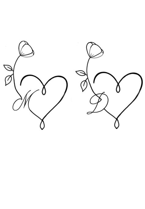 Heart With Initial Tattoo, Cute Initial Tattoos, Small Name Tattoos, Kids Initial Tattoos, Partner Tattoos, Small Heart Tattoos, Date Tattoos, Mom Tattoo Designs, Mommy Tattoos