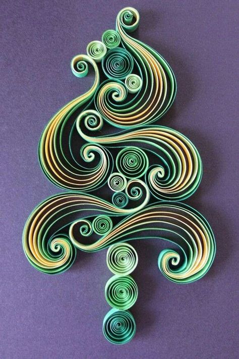 Paper Swirl Art, Quilling Swirls, Quilling For Beginners, Quilling Christmas Tree, Quilled Tree, Quilled Christmas, Arte Quilling, Paper Quilling Tutorial, Paper Quilling For Beginners