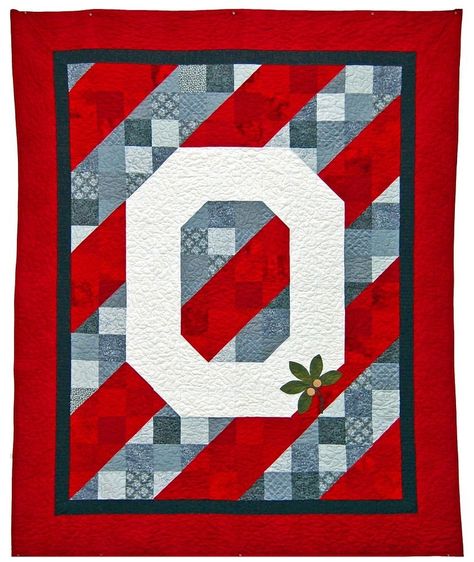 Ohio State Quilt, Ohio State Crafts, Queen Bed Size, Buckeye Leaf, Sports Quilts, Quilt Care, Heirloom Quilt, Lap Quilts, Quilt Labels