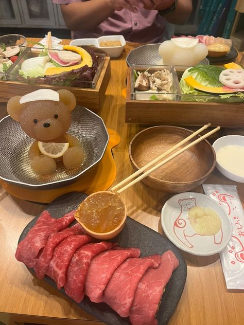 #tokyo #japan #travel #osaka #kyoto #food #hotpot #kawaii #bear #japanaesthetic #shoujogirl Japan Travel Food, Kyoto Japan Food, Osaka Aesthetic, Kyoto Food, Asia Trip, Kawaii Bear, Tokyo Japan Travel, Japan Vacation, Visual Board