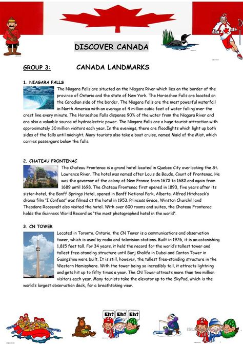 Canada introduction (Reading comprehension sheets) 3 - English ESL Worksheets Canada Printables, Canada School, Canadian English, Reading Comprehension For Kids, Canadian Government, Some Sentences, Study In Canada, English Teaching Resources, About Canada