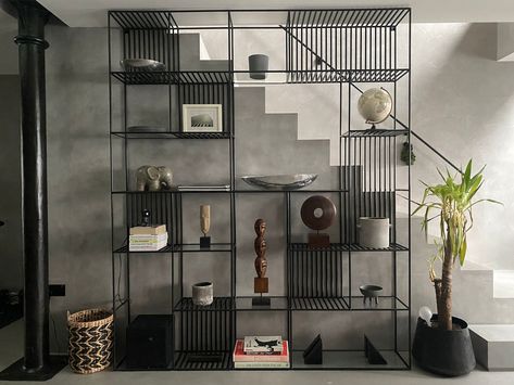 Bookshelves Partition Wall, Media Shelving, Stainless Steel Table Legs, Steel Frame Furniture, Steel Bookshelf, Industrial Floating Shelves, Metal Base Dining Table, Tv Unit Decor, Steel Rack