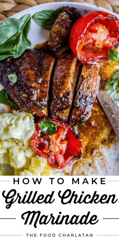 Grilled Chicken Marinade Recipe from The Food Charlatan. Chicken Marinade For The Grill, Grilled Chicken Marinade Recipes, Grilled Chicken Marinade, Balsamic Vinegar Chicken, Oxtail Recipes, Chicken Marinade Recipes, Food Charlatan, Marinade Recipes, Grilled Veggies