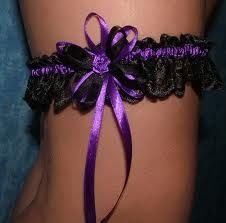 Purple & Black Garter     #Gothic #wedding Purple And Black Wedding Theme Dress, Black And Purple Wedding Dress Gothic, Light Purple And Black Wedding Theme, Black And Purple Wedding Decor, Royal Purple And Black Wedding, Black And Purple Gothic Wedding, Purple And Black Wedding Ideas, Dark Purple And Black Wedding, Lavender And Black Wedding