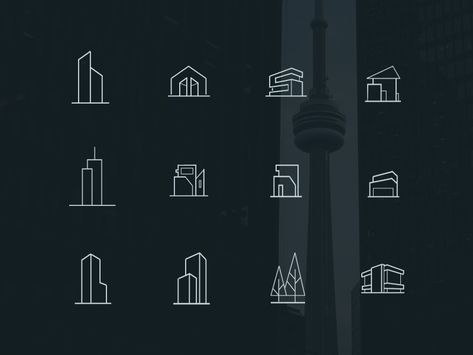 Minimal Architecture Line Icons Architecture Icons, Inspiration Illustration, Architecture Panel, Architecture Logo, Minimal Architecture, Typography Alphabet, Facade Lighting, Architecture Design Concept, Architecture Rendering