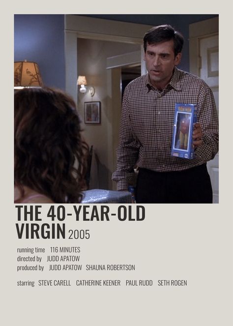 The 40 Year Old Virgin Movie Poster, The 40 Year Old Virgin Movie, 40 Year Old Virgin Poster, Film Checklist, Movie Polaroids, Comedy Movies Posters, Polaroid Movie Poster, Aesthetic Polaroid, Movie Recommendations