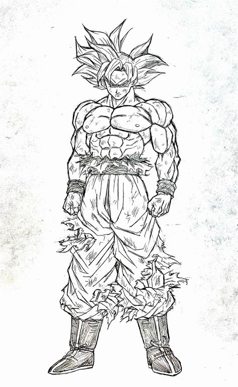 Goku Full Body Sketch, Mui Goku Fanart, Goku Full Body Drawing, Drawing Dragon Ball Art, Goku Sketch Pencil, Dragon Ball Z Sketch, Gaara Drawing, Goku Drawing Sketch, Goku Art Drawings