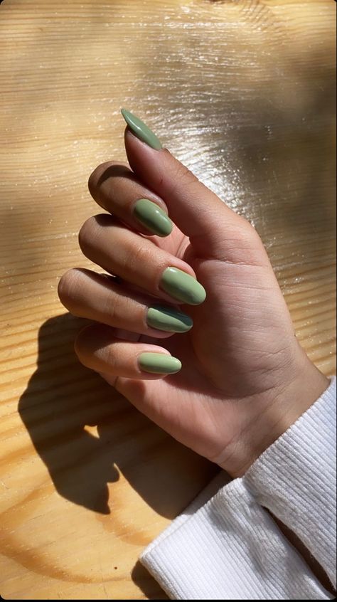 Green Acrylic Nails, Spring Acrylic Nails, One Color Nails, Green Nail Polish, Simple Gel Nails, Green Nail, Work Nails, Simple Acrylic Nails, Cute Gel Nails