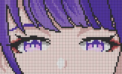 Genshin Electro, Ei Raiden Shogun, Archon Genshin, Ei Raiden, Kawaii Cross Stitch, Modele Pixel Art, Piskel Art, Easy Pixel Art, Pixel Drawing