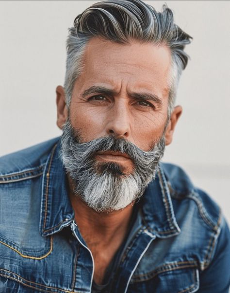 Men’s Hairstyles Over 40, Garibaldi Beard, Silver Hair Men, Viking Beard Styles, Silver Foxes Men, Groomed Beard, Hipster Haircuts For Men, Older Men Haircuts, Short Hair With Beard