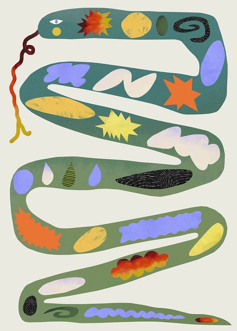 Snake Poster, Paper Collective, Snake Art, Green Snake, English Artists, Visual Artwork, Henri Matisse, French Artists, Kids Decor