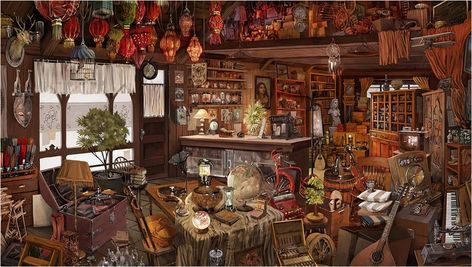 Anthony Wolff | Props art, Environment props, Fantasy art Fantasy Cottage Interior, Fantasy Hotel, Interior Concept Art, Art Environment, Fantasy Shop, 동화 삽화, Environment Props, Bg Design, Fantasy Rooms