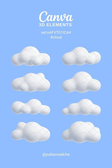 Canva Elements Keyword for 3D cloud illustrat Canva Banner Elements, Canva Banner Design, Canva Design Elements, Canvas Elements Keyword, Canva 3d Elements, Canva Letter Element, Canva Illustration, Font Canva Lettering, 3d Clouds