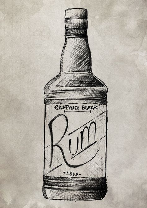 Rum Bottle Drawing, Rum Bottle Tattoo, Rum Tattoo, Moose Tattoo, Marine Tattoo, Kraken Art, Go Tattoo, Animal Sleeve Tattoo, Sailor Tattoos