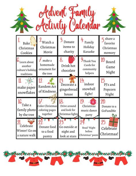 A christmas bucket list that you can use year after year. instant download Advent Family Activities, Advent Family, Activity Calendar, Christmas Tips, Advent Calendar Activities, Bucket Ideas, Calendar Activities, Christmas Bucket List, Advent Activities